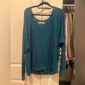 NWOT We The Free Teal Long Sleeve Knit Top